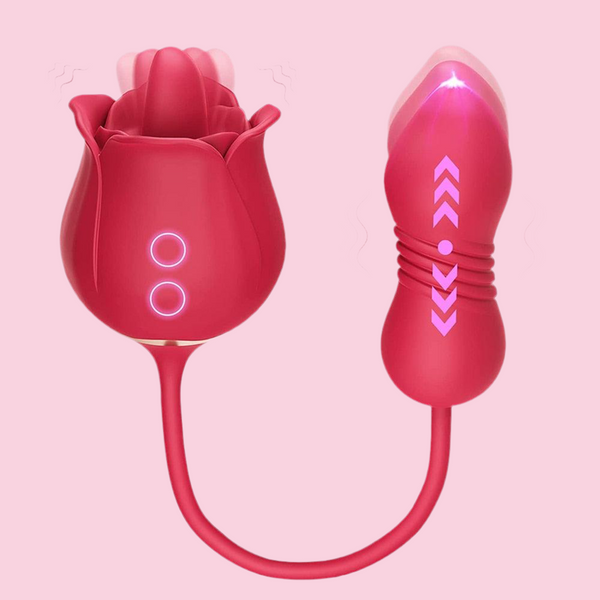 Vibrador Bullet Flor Rosa Vai Vem e Simulador de Oral com Linguinha OU Sugador - IMMORTAL FLOWER 5 S-Hand