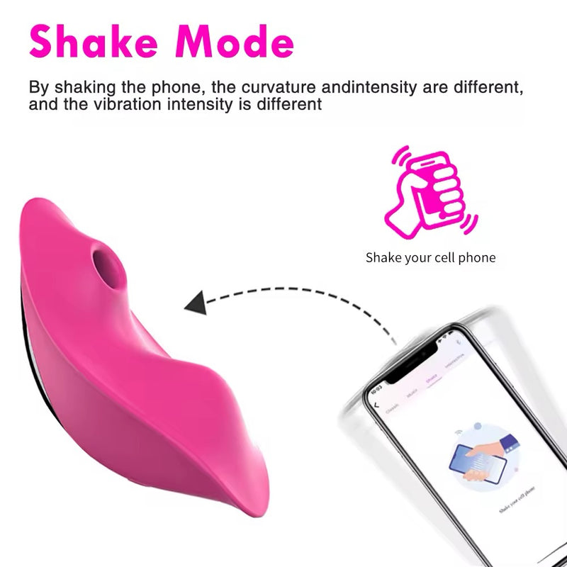 Calcinha Vibratória Controlada Por APP À Distância, Sugador e Vibrador de Clitóris - Rose - Promo