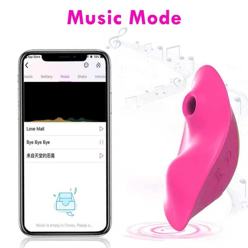 Calcinha Vibratória Controlada Por APP À Distância, Sugador e Vibrador de Clitóris - Rose - Promo