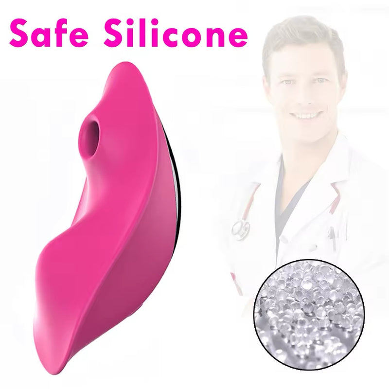 Calcinha Vibratória Controlada Por APP À Distância, Sugador e Vibrador de Clitóris - Rose - Promo