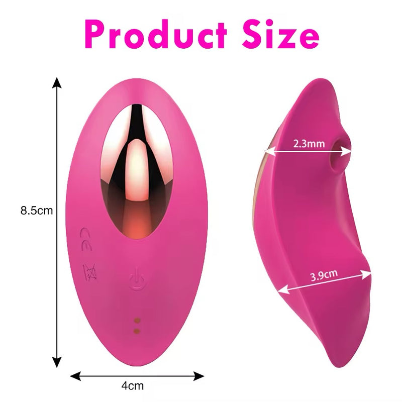 Calcinha Vibratória Controlada Por APP À Distância, Sugador e Vibrador de Clitóris - Rose - Promo