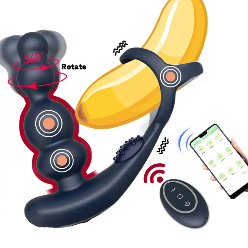 Massageador de Próstata e Anel Peniano com Controle por APP - RTO ANUS