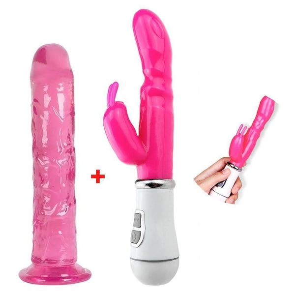 Kit Vibrador Rabbit + Consolo em Silicone Super Macio - Promo