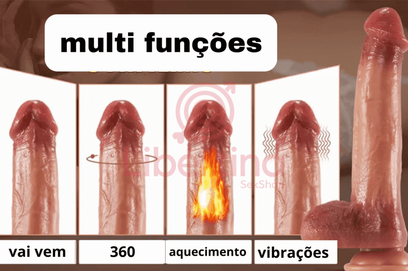 Pênis Realistico com Vai Vem, Vibrações, Aquecimento & Veiudo - SAGAZ 2.0