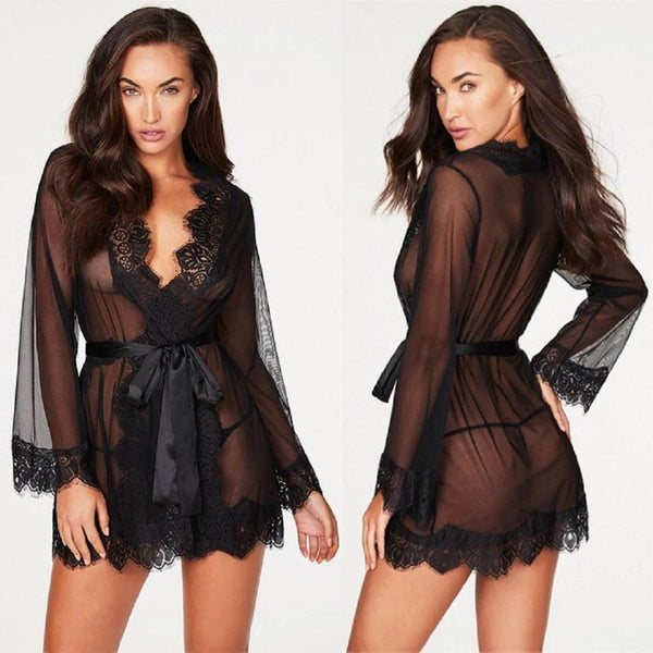 Pijama Feminino Robe em Renda Super Elegante & Sexy