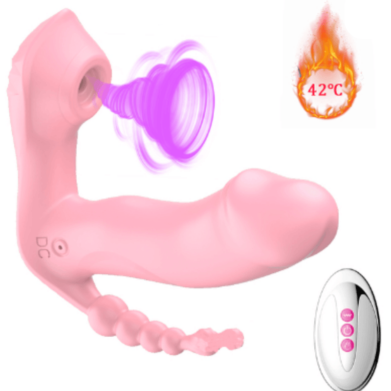 Vibrador para Ponto G, Ânus e Clitóris com Controle Remoto a Distância - Suck 3 em 1