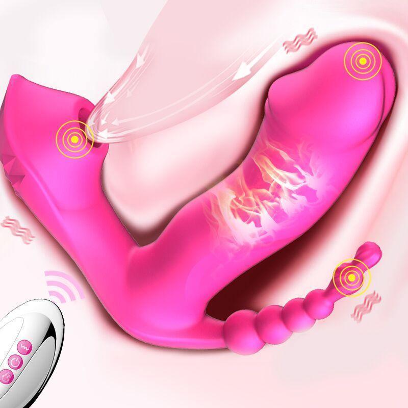 Vibrador para Ponto G, Ânus e Clitóris com Controle Remoto a Distância - Suck 3 em 1